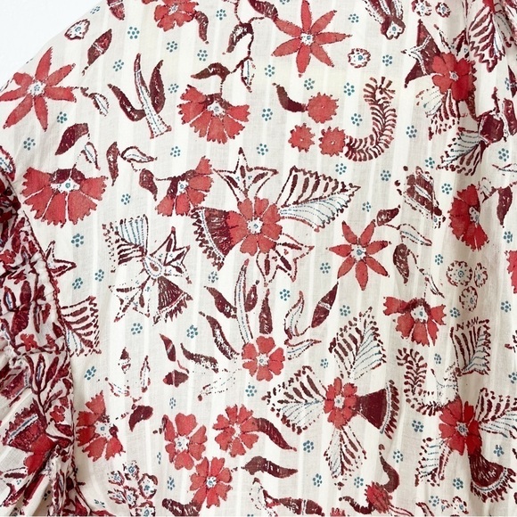 Ulla Johnson Marigold Floral Long Sleeve Tassel Mini Dress Cotton White Red - Picture 4 of 9